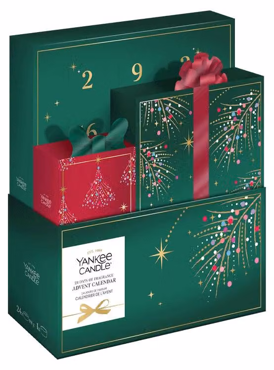 Calendario dell'Avvento Yankee Candle con 24 candele profumate e 24 portacandele, "24 giorni di profumi"