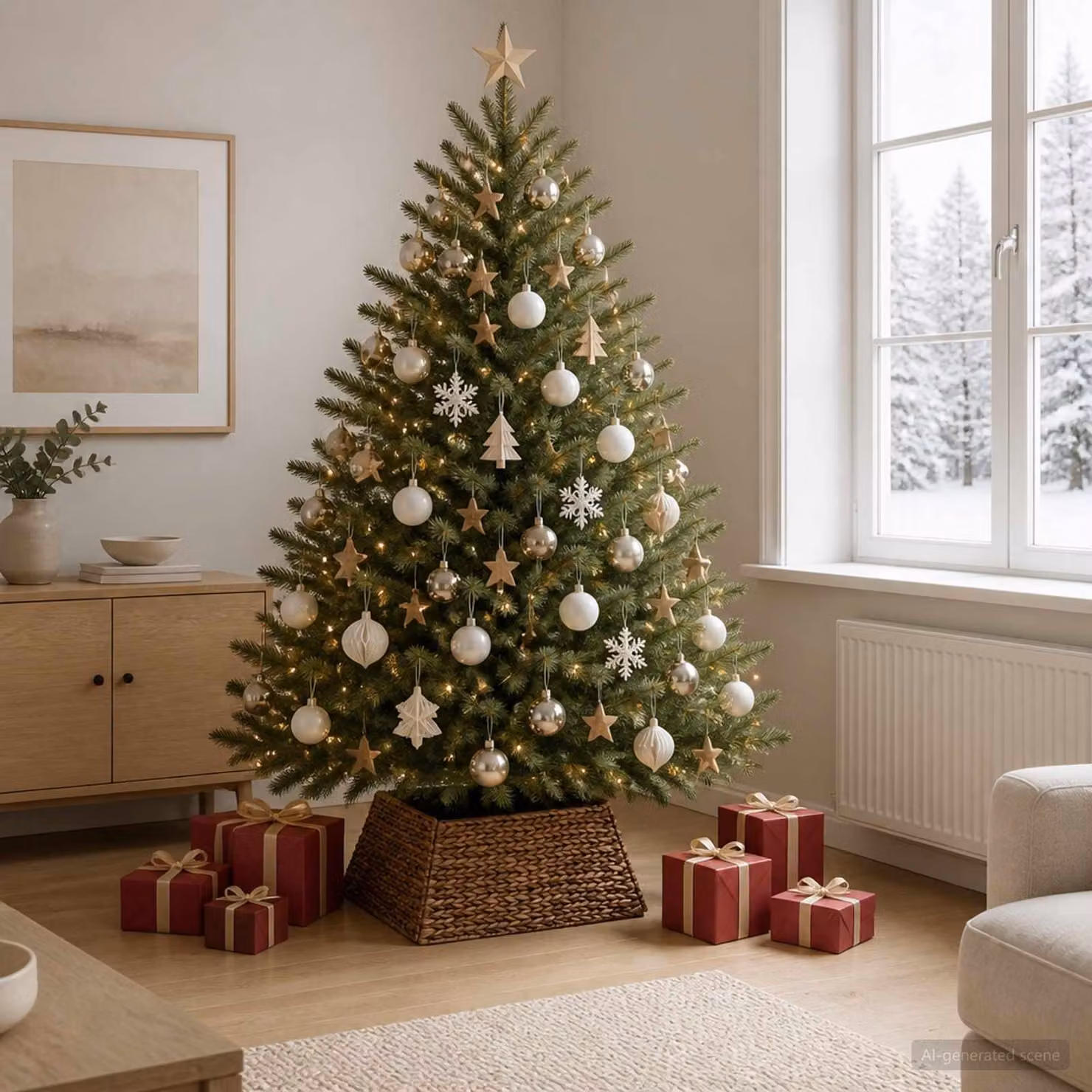 vidaXL Collare per Albero di Natale Quadrato Marrone 70 x 70 x 28 cm