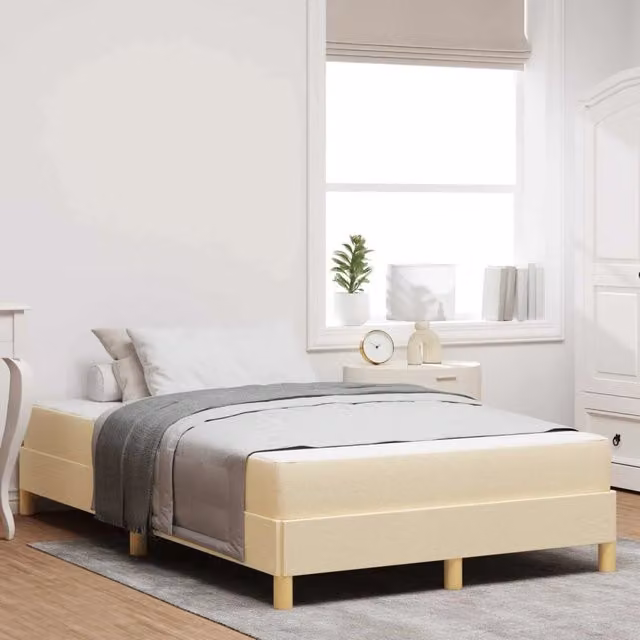 Letto moderno vidaXL con materasso a molle insacchettate in tessuto beige L/P: 120 x 200 cm – 1