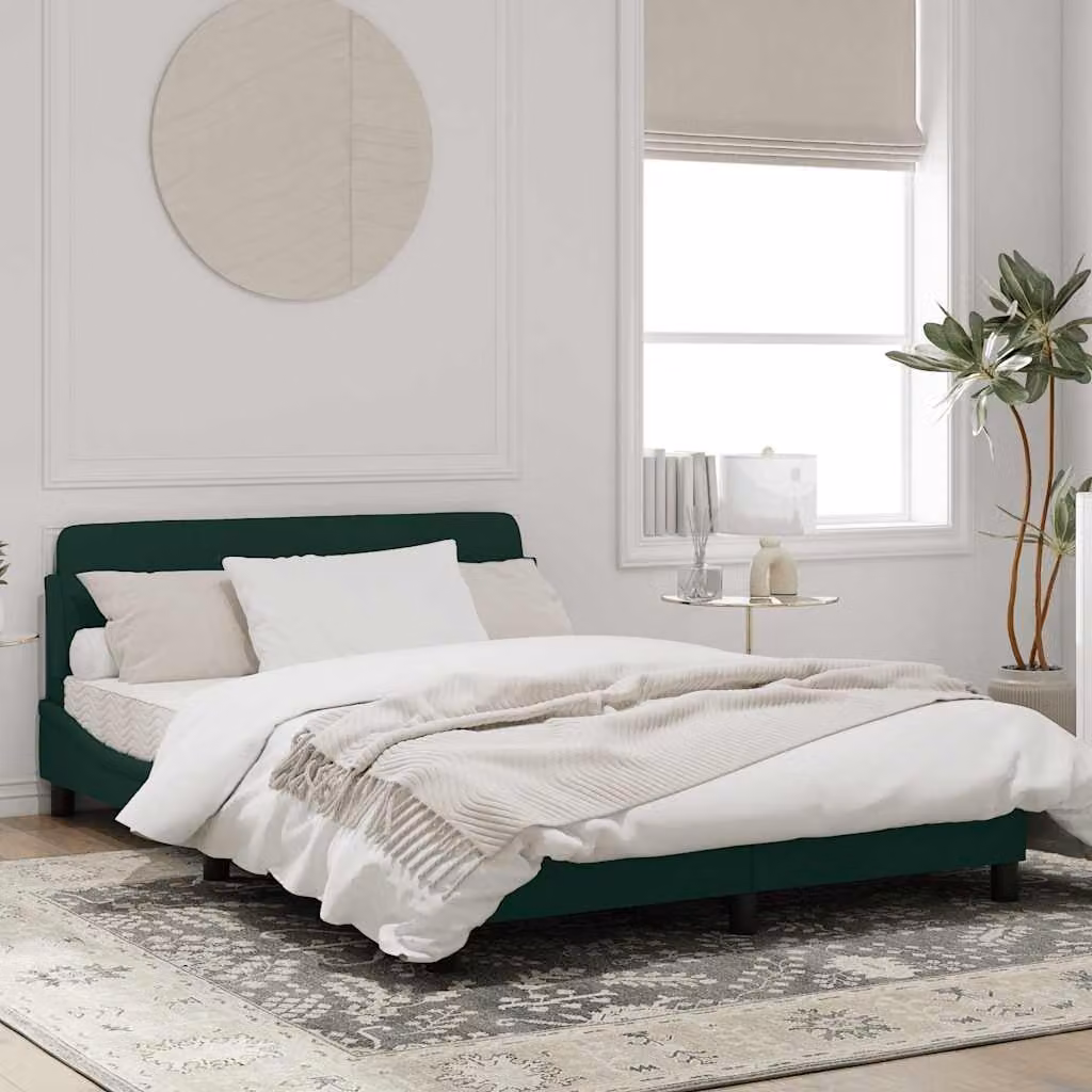 Giroletto vidaXL Dover in Velluto Verde con Struttura in Legno e Metallo L/P/H: 140 x 190 x 74,5 cm