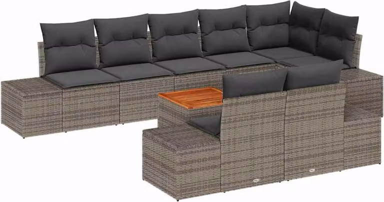 Set Divano da Giardino con archiviazione 9 pcs Grigio