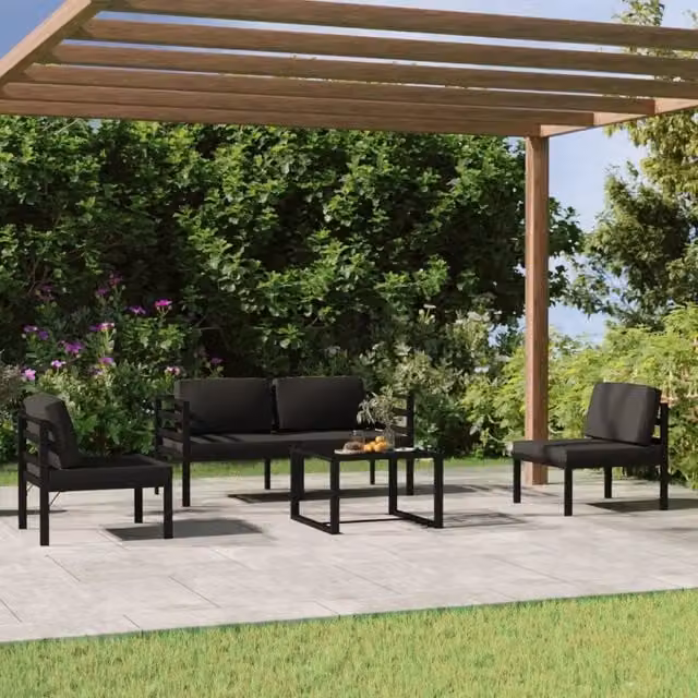 Set Divani da Giardino 5 pz con Cuscini in Alluminio Antracite 3107788