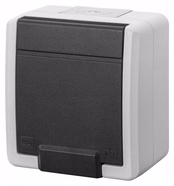 ELEKTROMET | Presa IP55 - 1x 2P+Z - Grigia - Ermetica - Impermeabile - Durevole