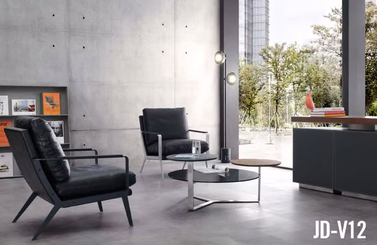 Moderner Couchtisch aus MDF, PVC und Edelstahl in Schwarz