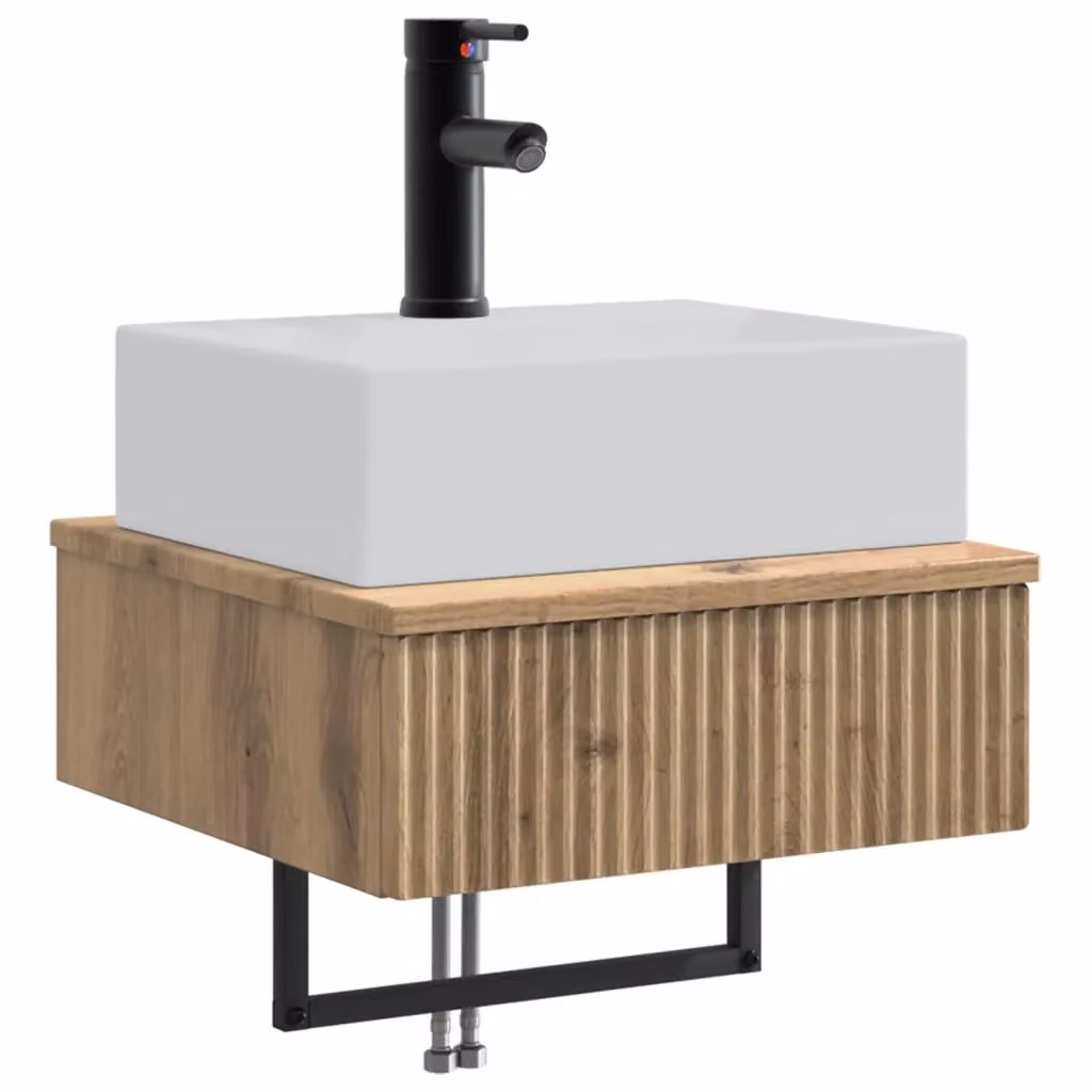 Lavabo da parete moderno vidaXL in legno rovere, L: 40 cm, P: 41 cm, H: 39 cm – 2