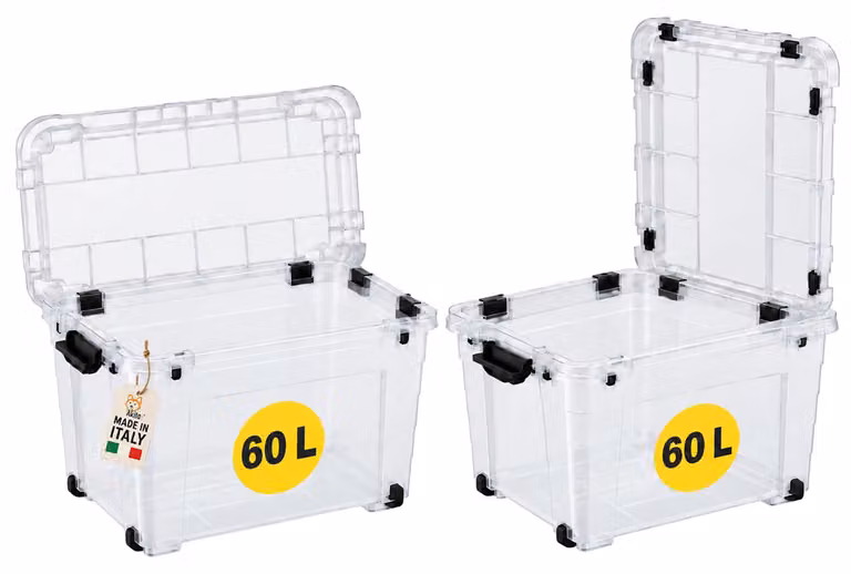 Akitaink Contenitore Box 60L Magic 4UP con Ruote Trasparente