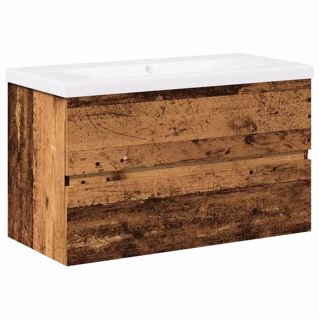 Mobile da bagno sospeso vidaXL in legno e ceramica bianca con lavabo integrato e finitura opaca – 2