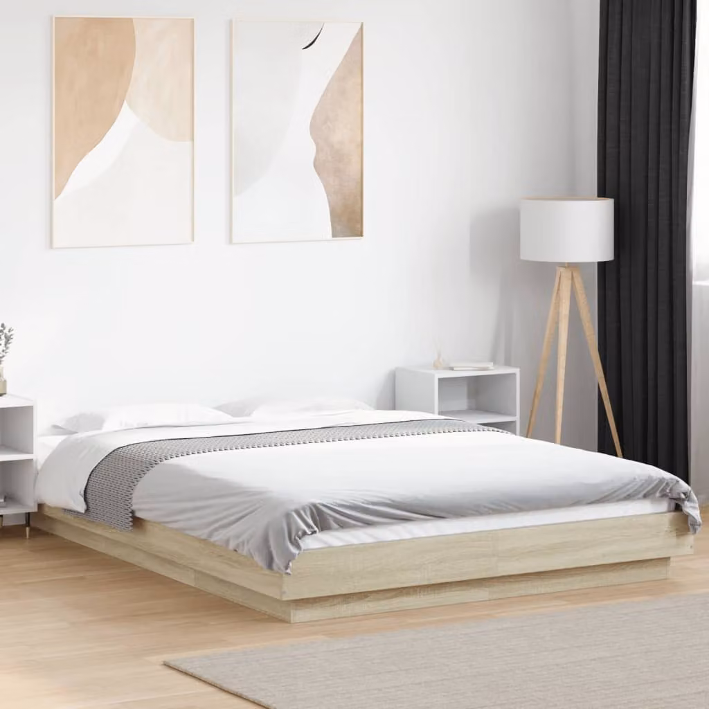 Giroletto vidaXL in legno multistrato color rovere Sonoma con doghe fisse, L: 135 cm, P: 190 cm – 1