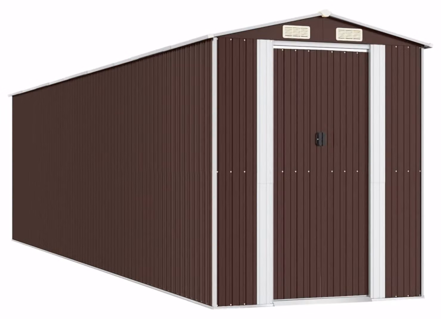 Capanno da giardino marrone scuro, in acciaio zincato - 192x77x223 cm - Capanno di stoccaggio
