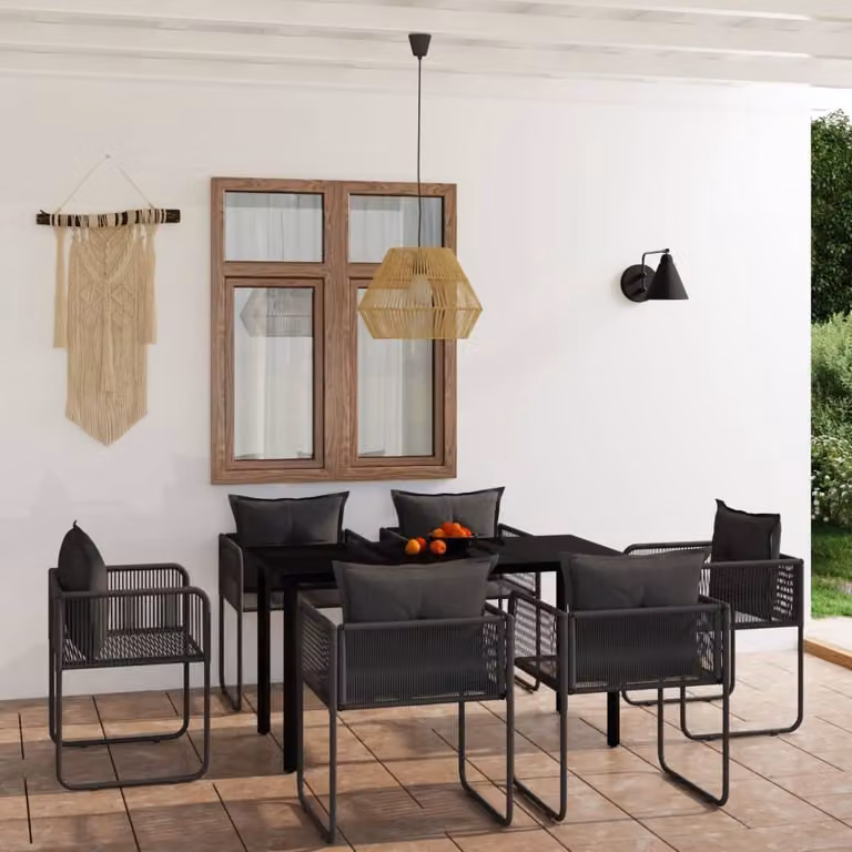 The Living Store Set da pranzo da giardino 7 pezzi nero