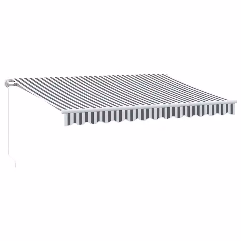 vidaXL Tenda da Sole Retrattile Manuale con Bracci Pieghevoli in Alluminio e Tessuto in Poliestere, Colore Antracite e Bianco, L: 350 cm, P: 250 cm – 2