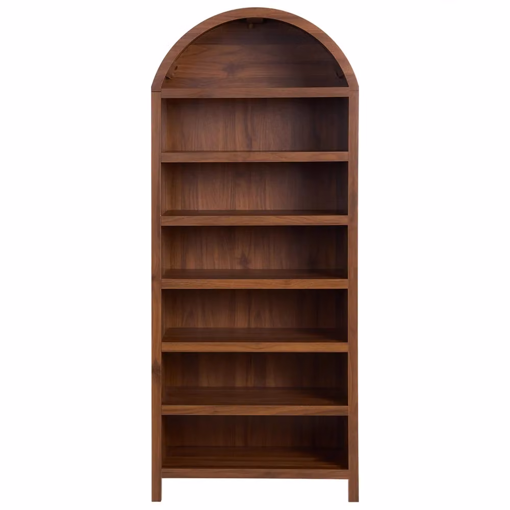 Mobile contenitore a parete Beliani IT in MDF marrone con ripiani e scomparti aperti H: 180 cm, L: 75 cm, P: 35 cm – 2