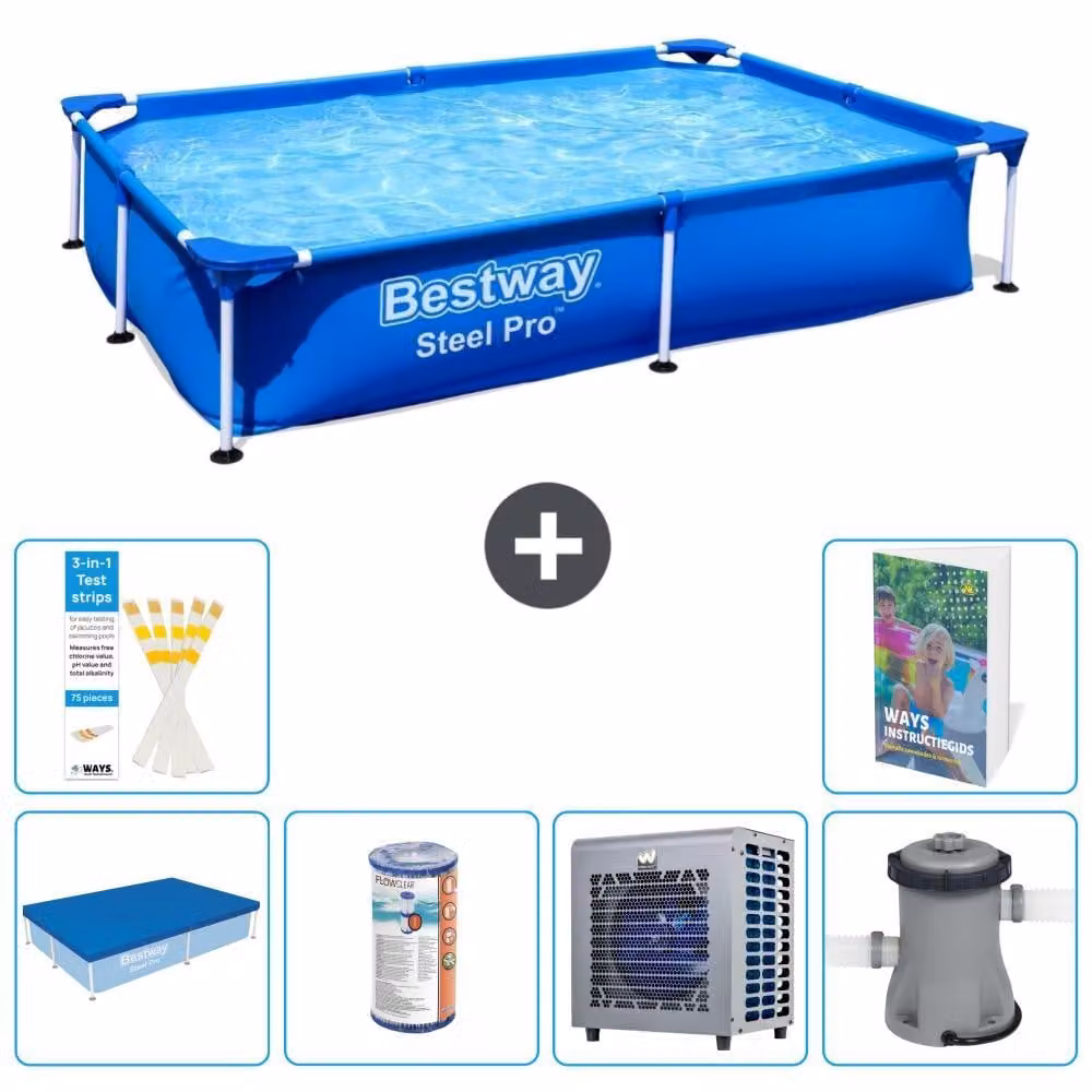 Bestway Steel Pro, piscina rettangolare - 221x150x43 cm - composta da 5 parti, modello S29