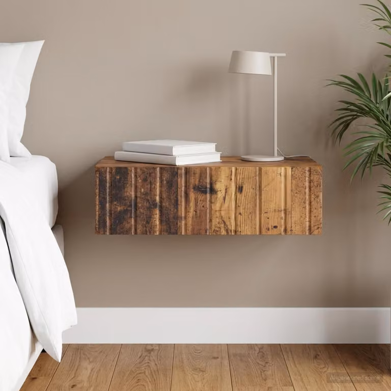 vidaXL Tavolino da Parete Laterale in Legno Antico Marrone L: 59 cm, P: 34,5 cm, H: 17 cm