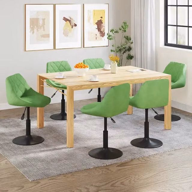 Sedie da Pranzo Girevoli 6 pz Verde Chiaro in Velluto 3088804