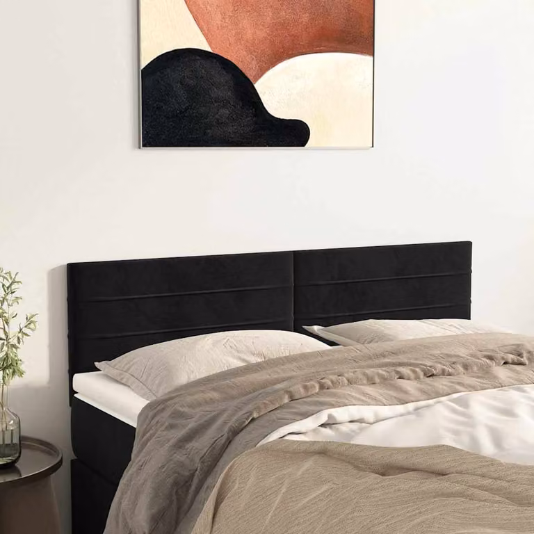 Testiera per letto vidaXL in velluto nero con pannello imbottito L: 144 cm, P: 5 cm, H: 78-88 cm