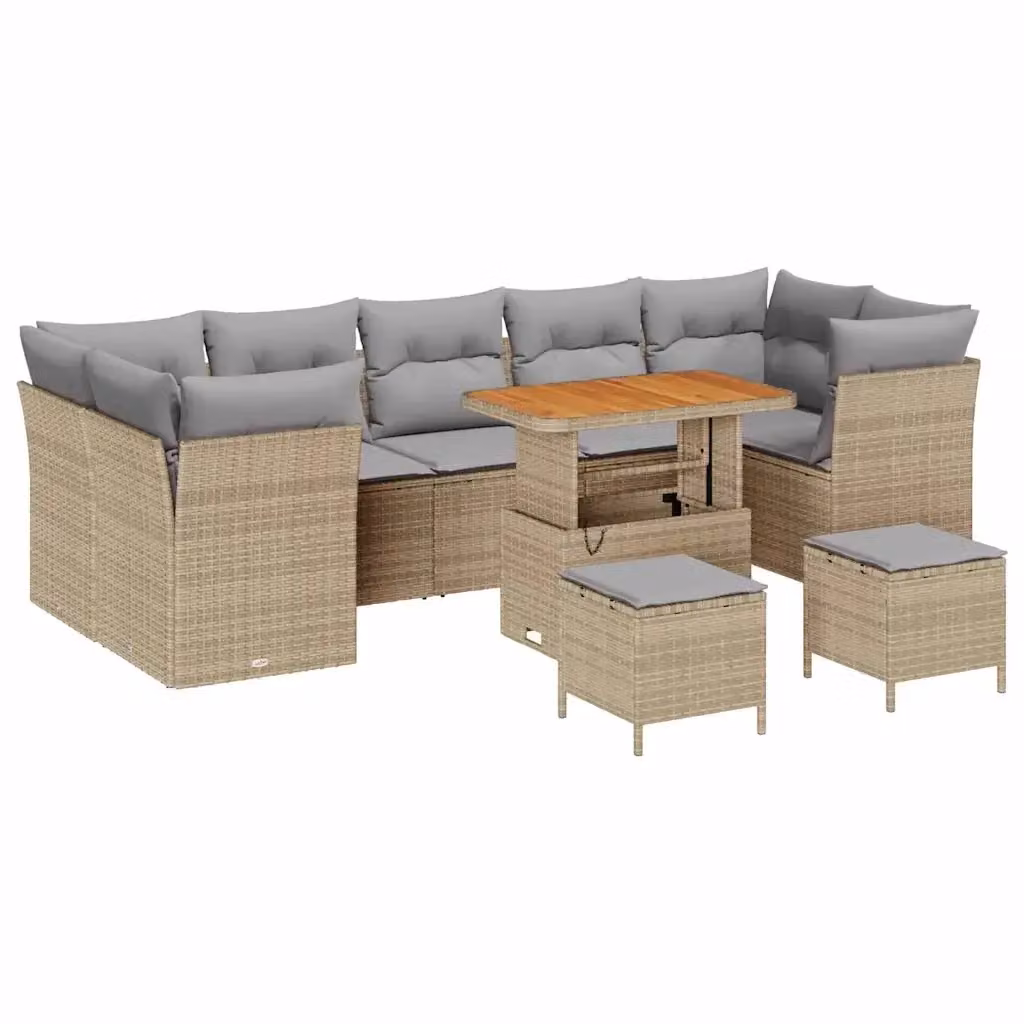 vidaXL Set Divano da Giardino Moderno 7 Posti con Cuscini Beige e Grigio in Acciaio Verniciato a Polvere – 2