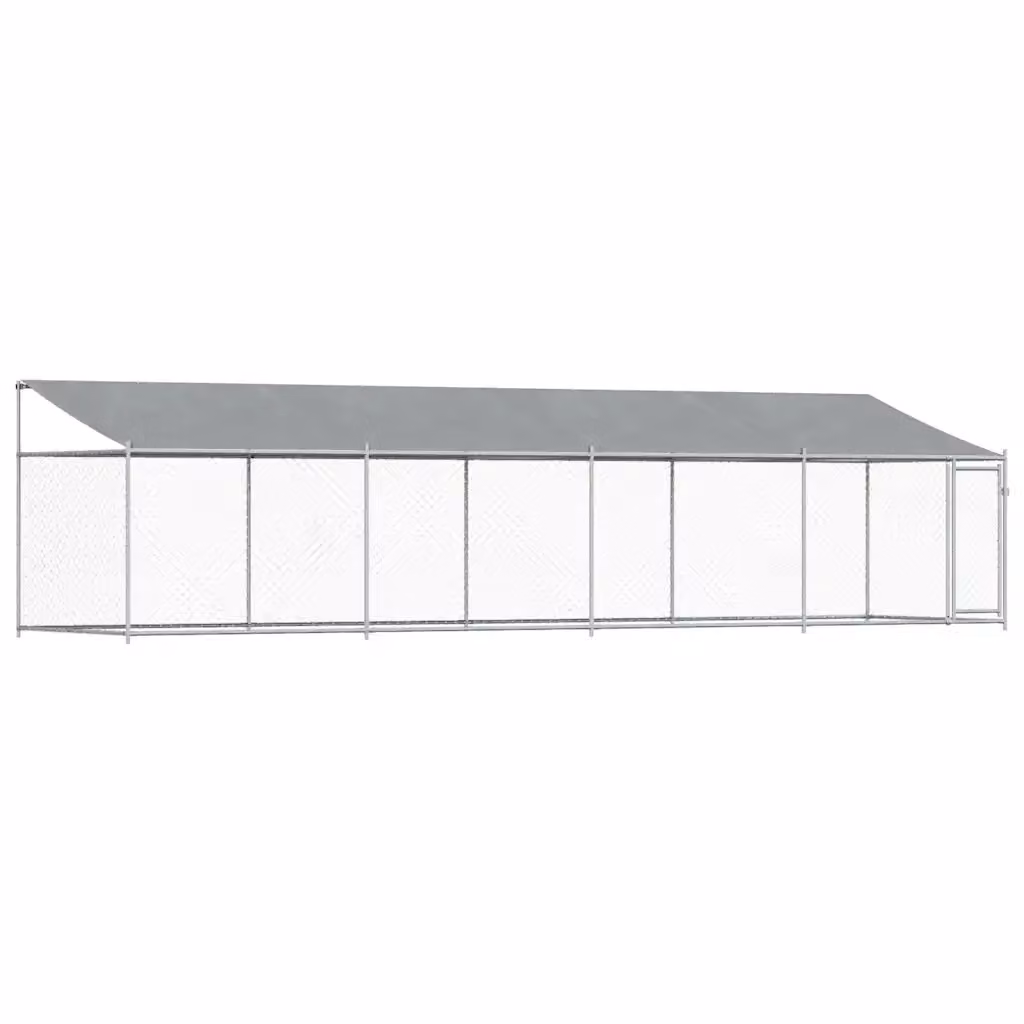 Gabbia per cani VIDAXL in acciaio zincato con tetto e porta, colore grigio, L 8 m x P 2 m x H 2 m – 2
