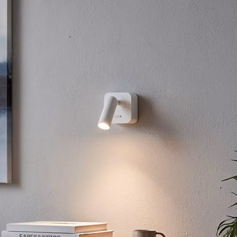 ideal lux Faretto LED da parete IDEAL LUX “Bean”, bianco, larghezza 7 cm, metallo Bean, Bianco / Opale, Soggiorno / Sala da pranzo, Metallo, Moderno