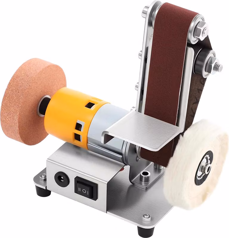 Levigatrice a nastro da tavolo - Mini levigatrice a nastro elettrica - Velocità 4000–9000 giri/min - Motore da 775 W - Spina UE da 220 V - Acciaio inossidabile 304 - Rosso