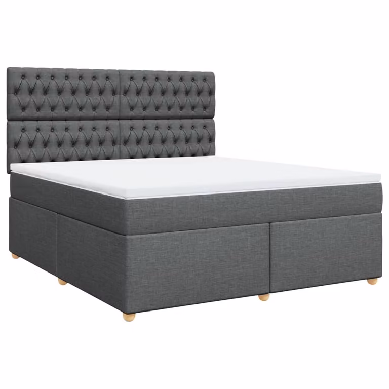 Giroletto a Molle con Materasso Grigio Scuro 180x200 cm Tessuto