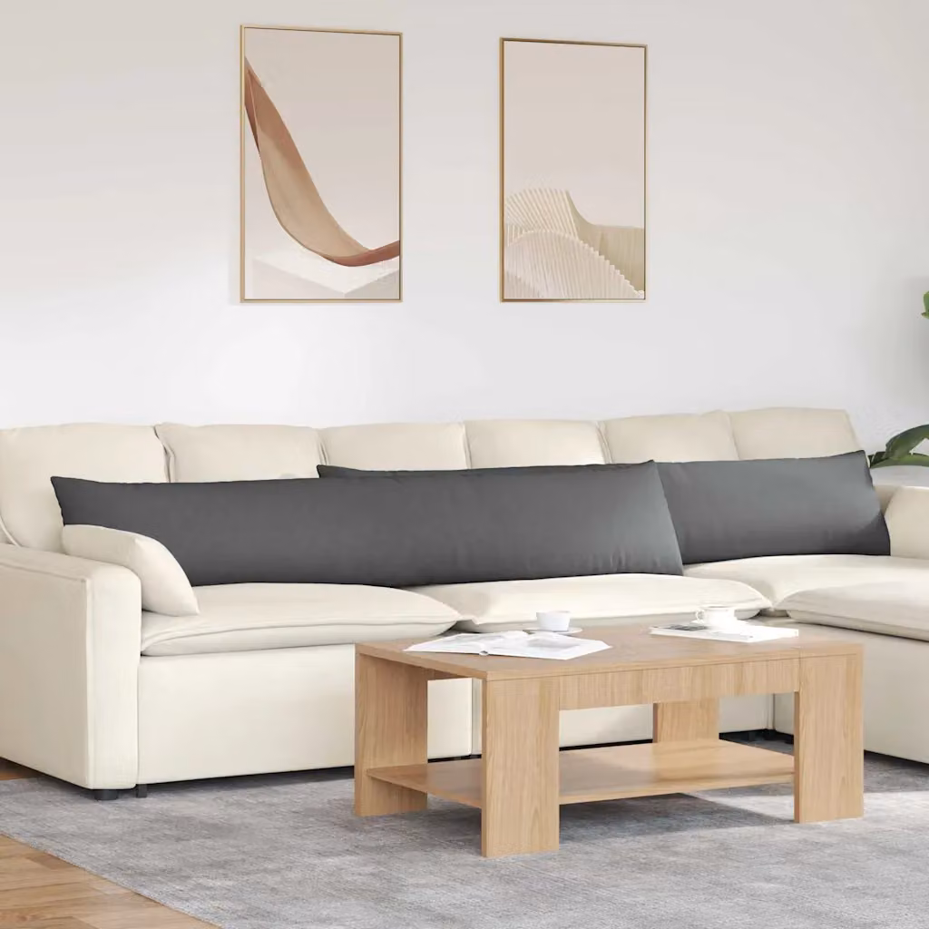 Set di 2 cuscini da divano vidaXL in tessuto grigio con rivestimento rimovibile, L 200 cm x P 40 cm x H 40 cm