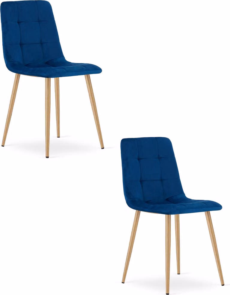 Sedia KARA - velluto blu navy / gambe in legno x 2