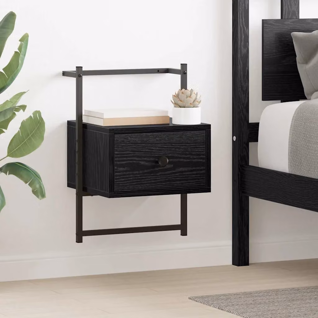 vidaXL Armadio da Notte in Stile Rustico Marrone e Nero L: 35 cm, P: 30 cm, H: 51 cm