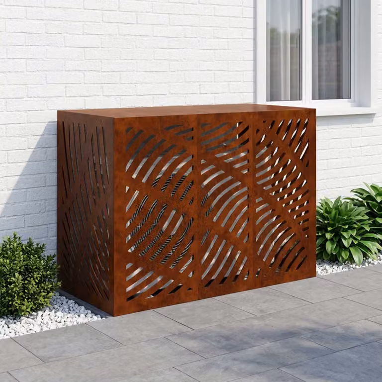 Copertura per condizionatore d'aria vidaXL in acciaio color bronzo, L 110 x P 50 x H 80 cm