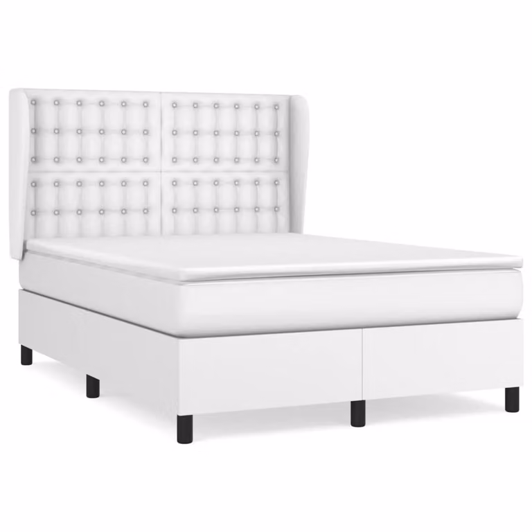 Giroletto a Molle con Materasso Bianco 140x200 cm in Pelle finta
