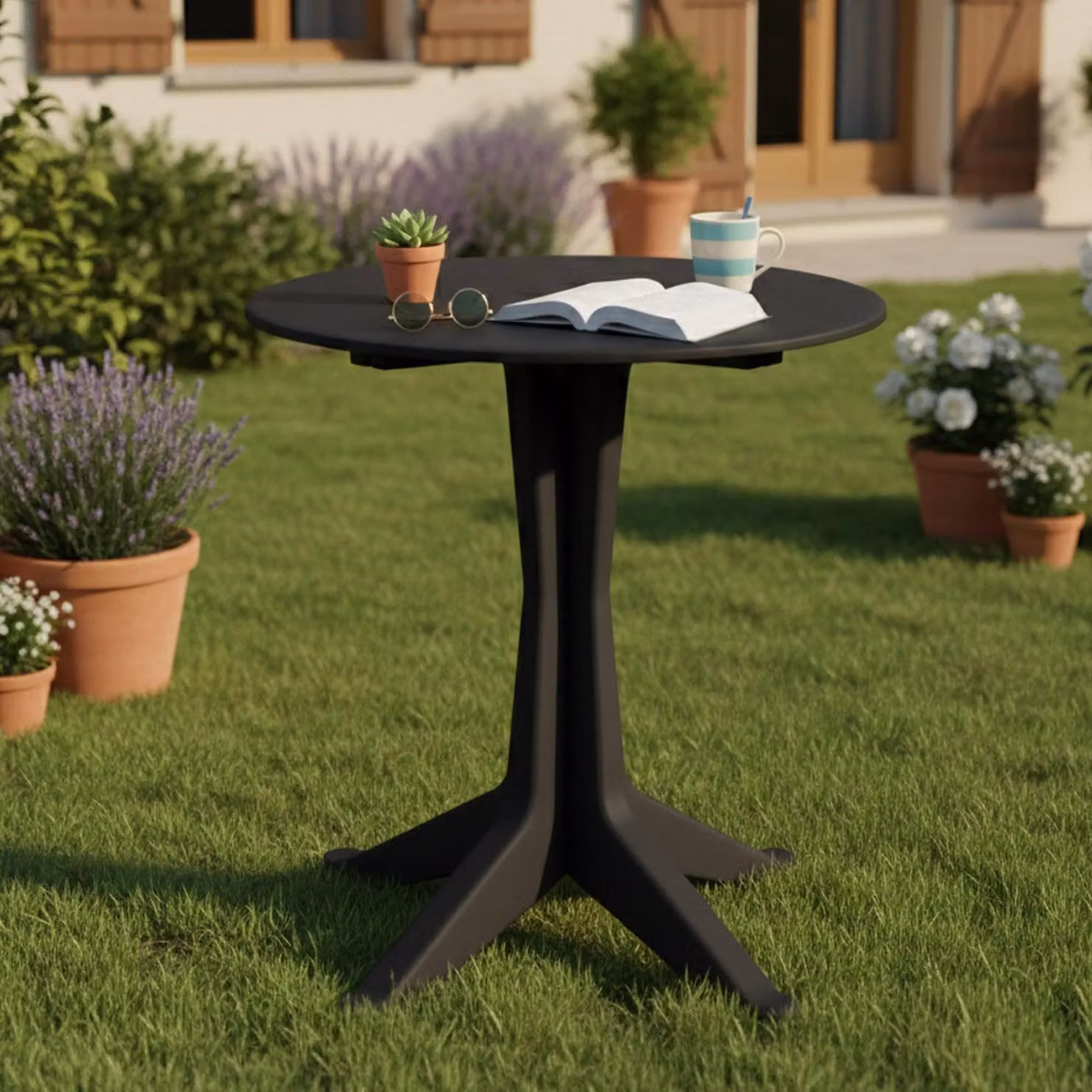Trimble - Tavolo da Esterno, 70x70x72h cm Nero Antracite, 2 Posti Italy