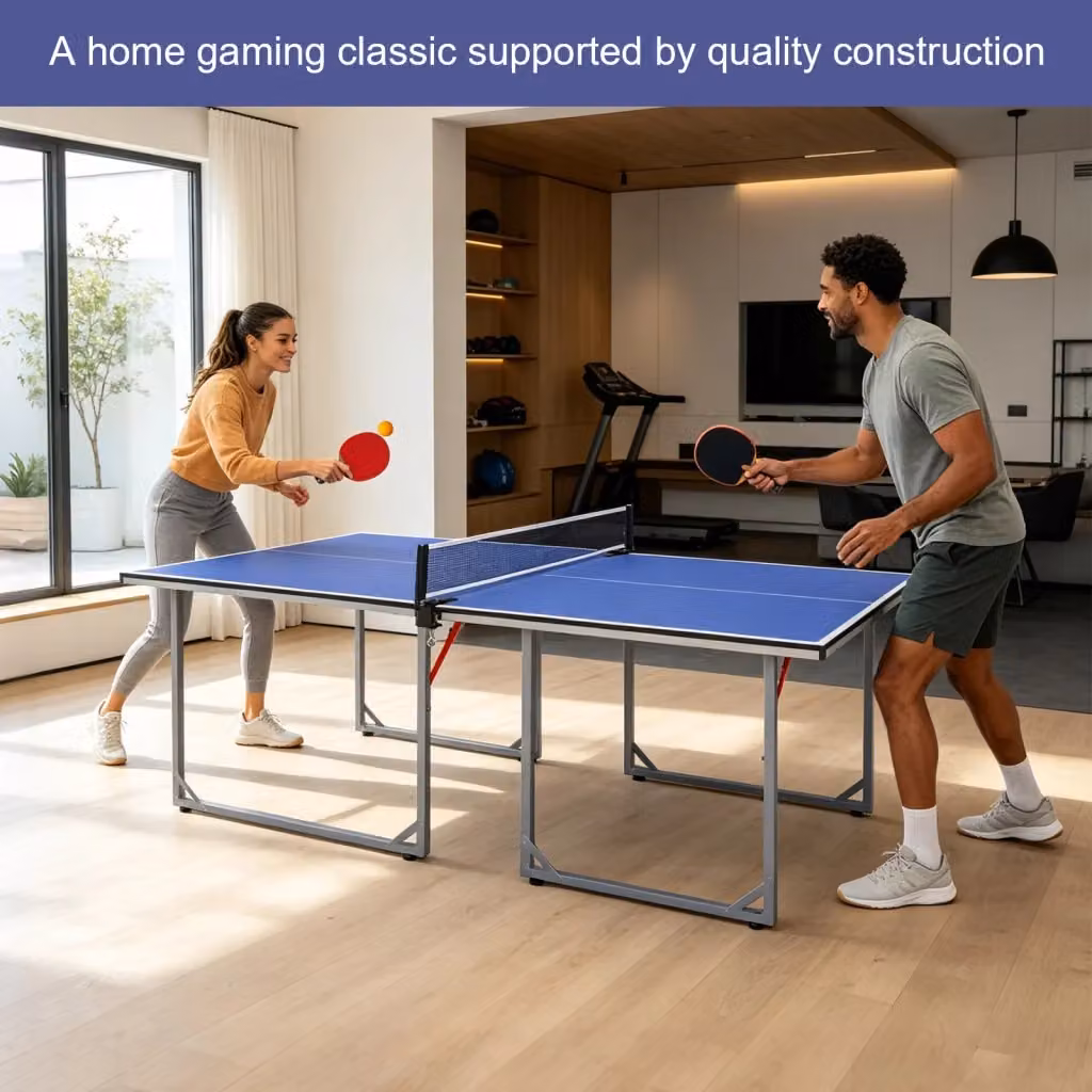 Tavolo da ping pong pieghevole WISHDOR blu in MDF e metallo con set completo – 2
