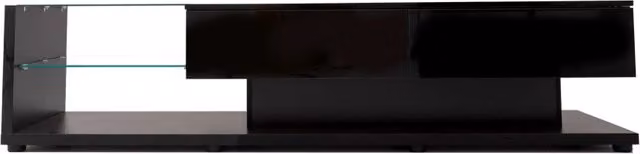 Mobile TV laccato nero lucido con LED regolabile e ripiani in vetro 170x36x38 cm