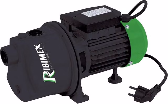 Elettropompa autoadescante da giardino Ribimex mod. PRJET81 da 1 HP in nero con componenti in alluminio e acciaio