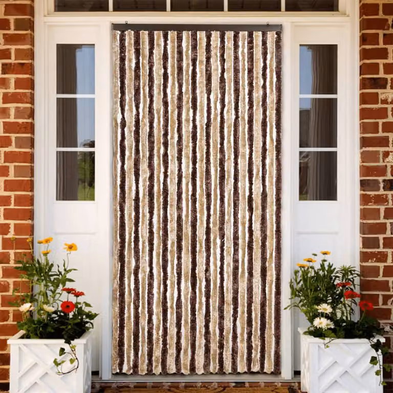 Zanzariera vidaXL a righe in ciniglia beige e marrone L: 100 cm, H: 220 cm