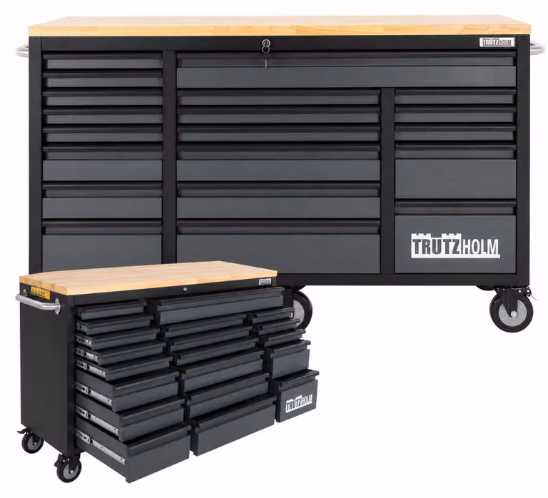 Carrello da officina Deluxe XXL Antracite non attrezzato 160 x 91 cm 20 cassetti Banco di lavoro Credenza