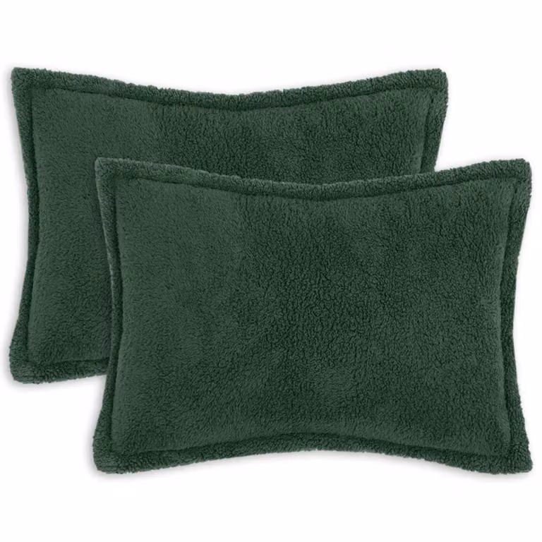 Set di 2 federe vidaXL HOUTEN in tessuto bouclé verde scuro, L 60 cm x P 40 cm