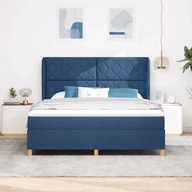 Letto ibrido con molle e schiuma vidaXL con testiera Blu L: 180 cm, P: 200 cm, H: 203 cm – 1