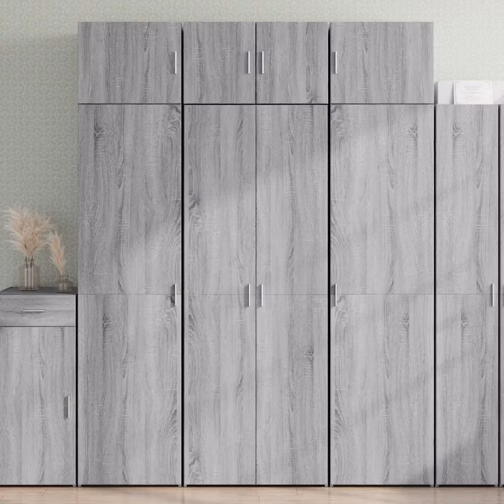 vidaXL Credenza Moderna in Legno MDF Grigio e Marrone con Ante a Battente e Ripiani Interni L/P/H: 70 x 42,5 x 185 cm