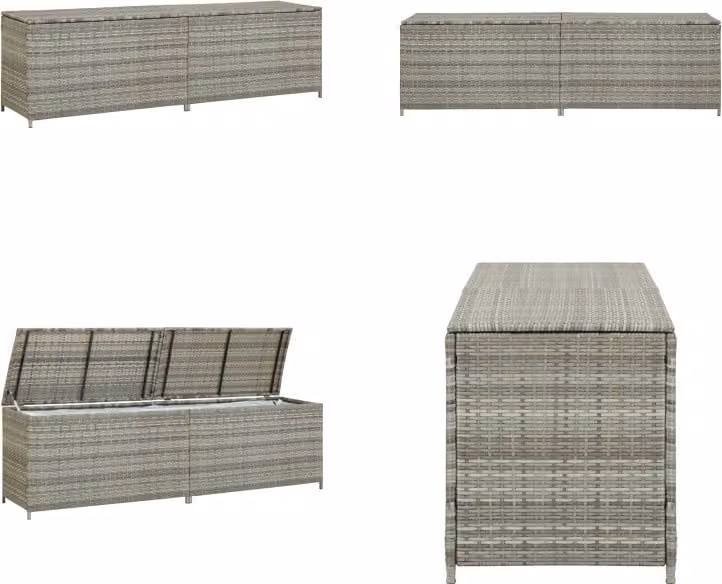 vidaXL Scatola da giardino in Poly Rattan 200x50x60 cm Grigio - Scatola da giardino - Scatole da giardino - Scatole da giardino - Scatole da giardino