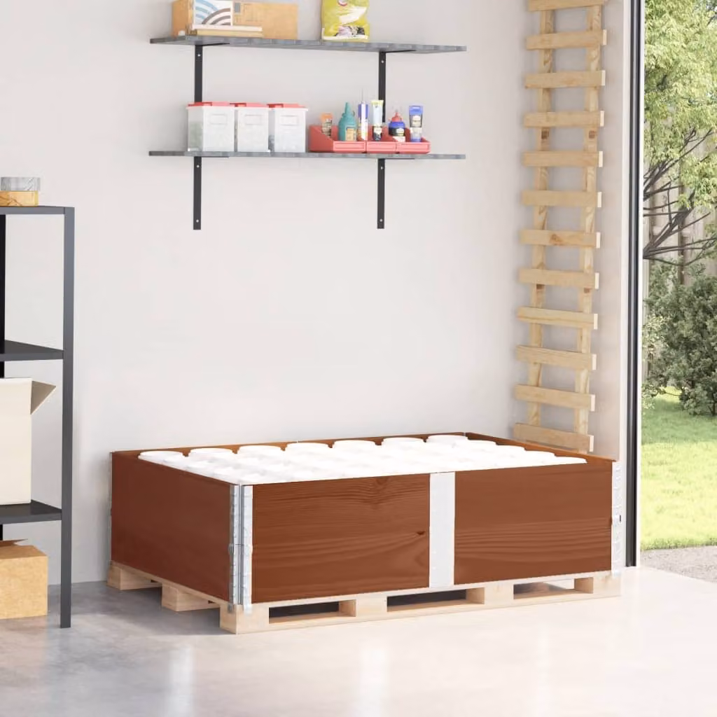 Letto rialzato in legno massello vidaXL Marrone L: 150 cm, P: 100 cm, H: 41 cm