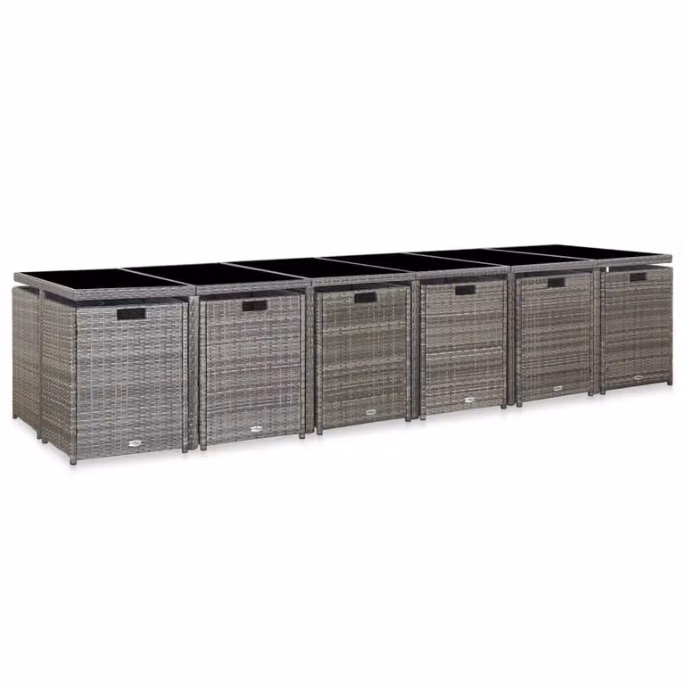 vidaXL set da pranzo da giardino da 17 pezzi con cuscini in poly rattan grigio
