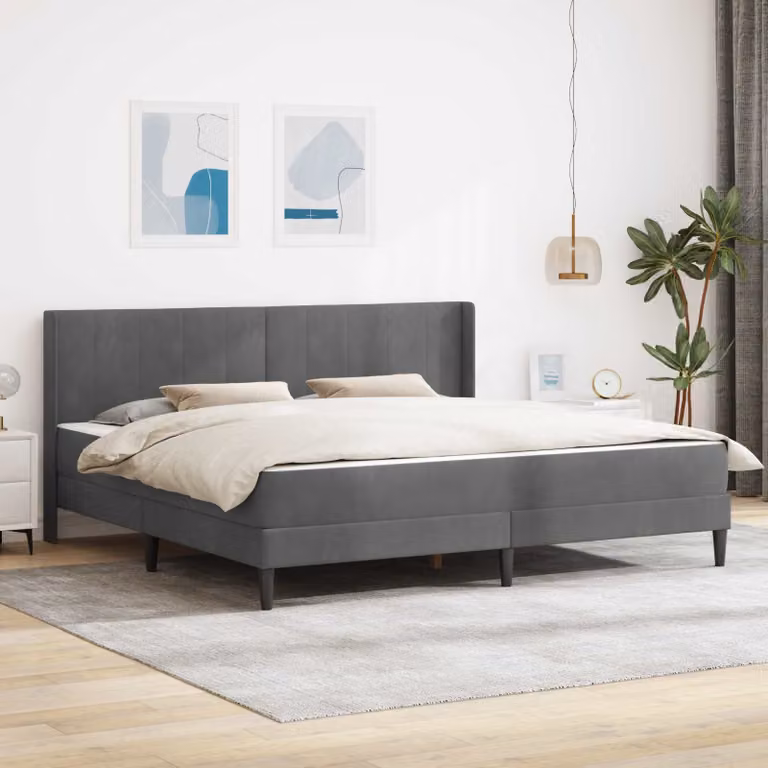 vidaXL Struttura letto con materasso in velluto grigio, L 180 x P 200 cm