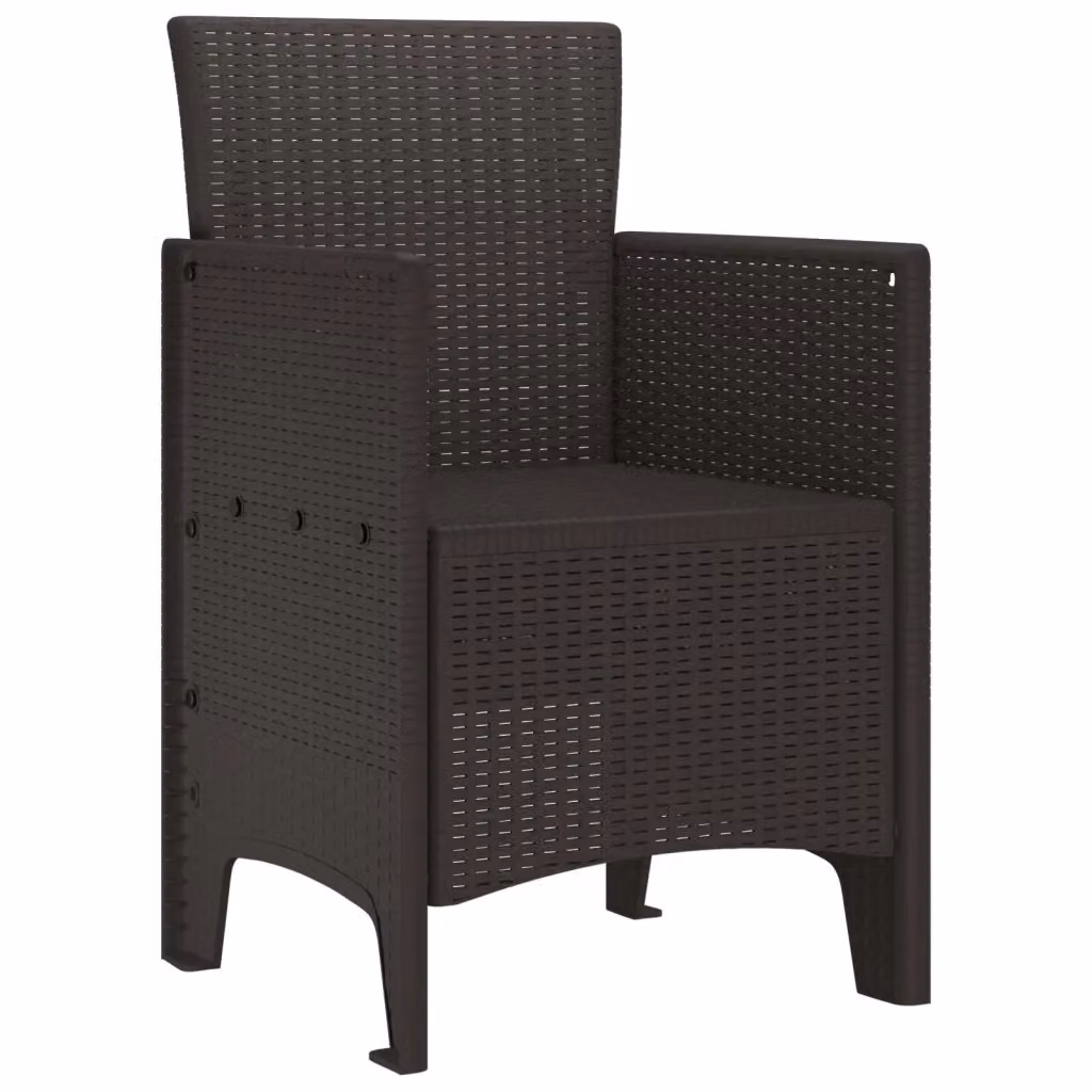 Set di 4 sedie da giardino moderne vidaXL in plastica marrone con braccioli e resistenza ai raggi UV – 2