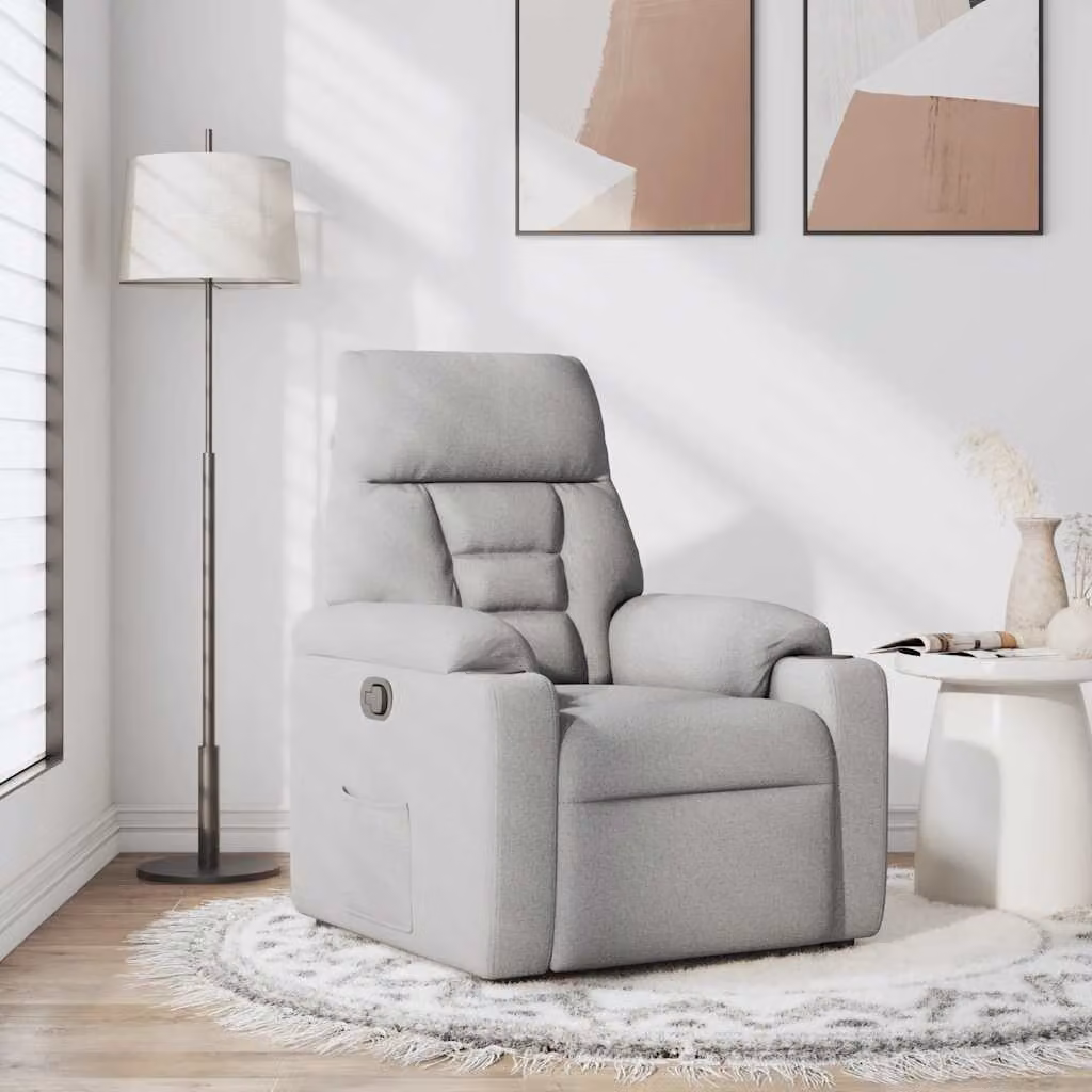 Poltrona Reclinabile in Tessuto Grigio Nuvola