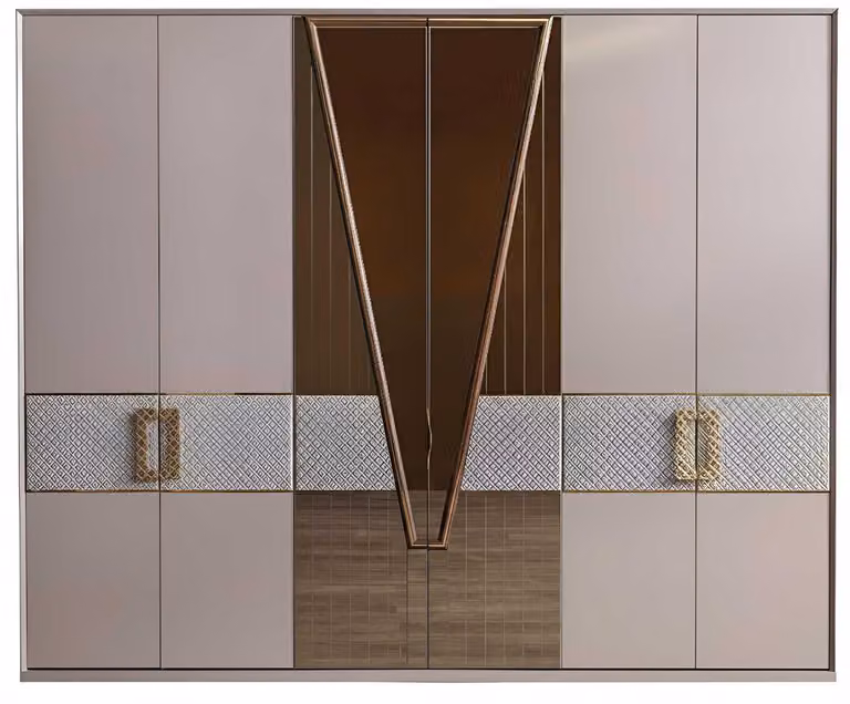 Armadio moderno beige Armadio di design con inserti dorati