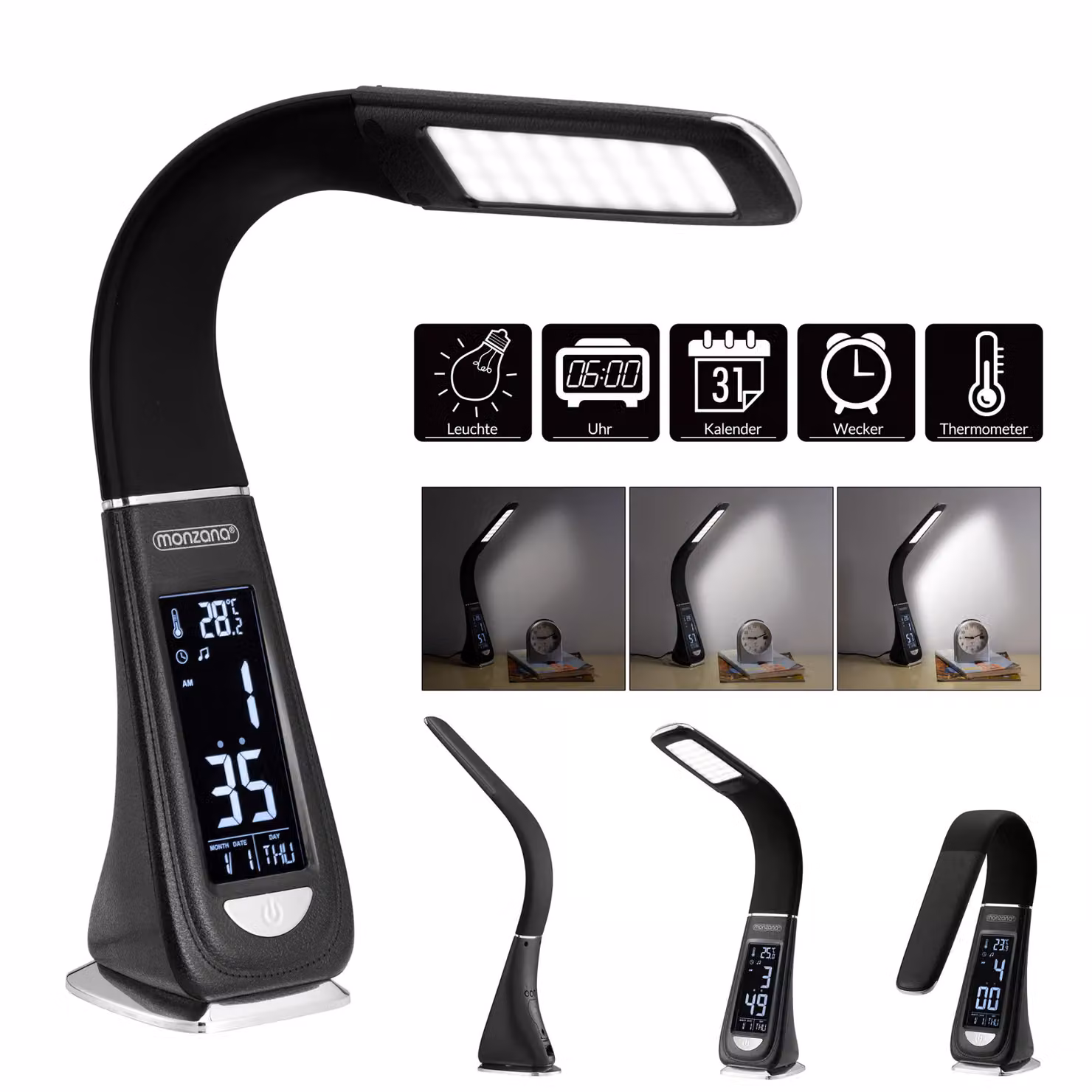 Lampada da tavolo LED Lilly monzana nera regolabile e dimmerabile – 3