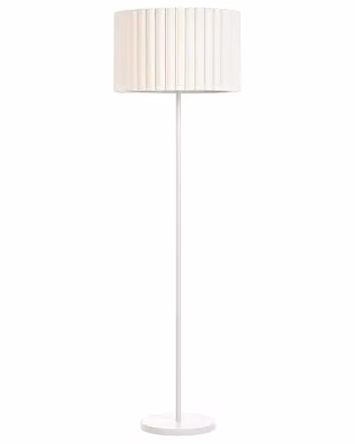 Beliani Lampada da terra classica con paralume in ferro poliestere terylene Soggiorno Camera da letto Bianco Sporco