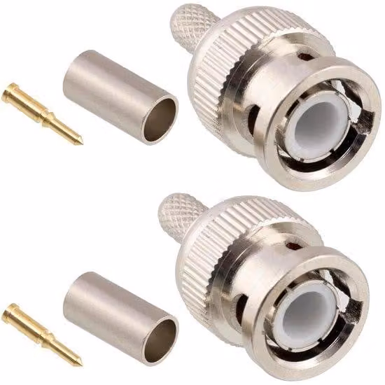 Set di cavi con 2 connettori BNC - Maschio 50 Ω - Cavo coassiale RG141 RG58 - Connessione a crimpare per telecamere e monitor
