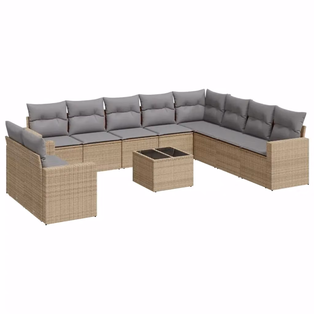 Set di divani da giardino vidaXL in 11 pezzi con cuscini beige in polyrattan e struttura in metallo – 2